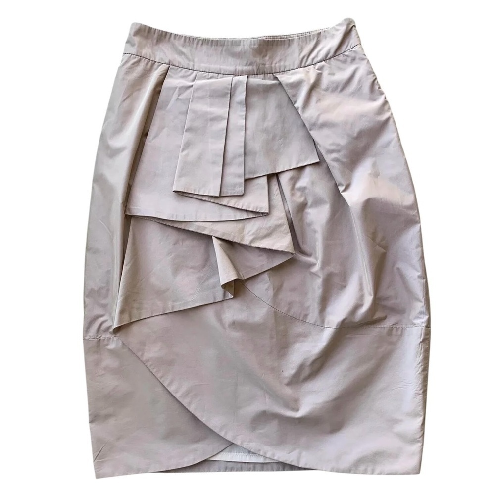 Antonio Marras Italy Pleated Tulip Pencil Skirt Beige Khaki Size IT 38 US 2